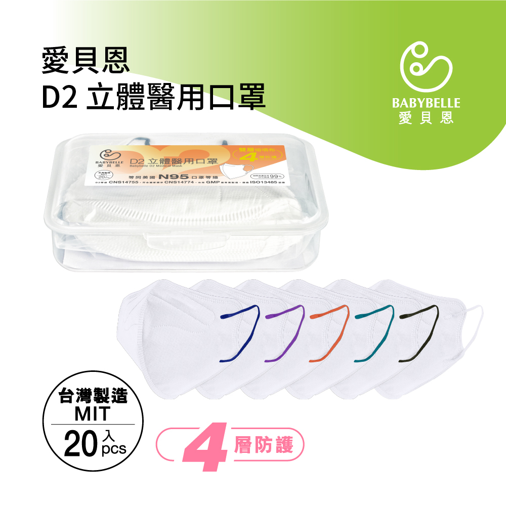 成人3D D2立體醫用口罩 (20入)