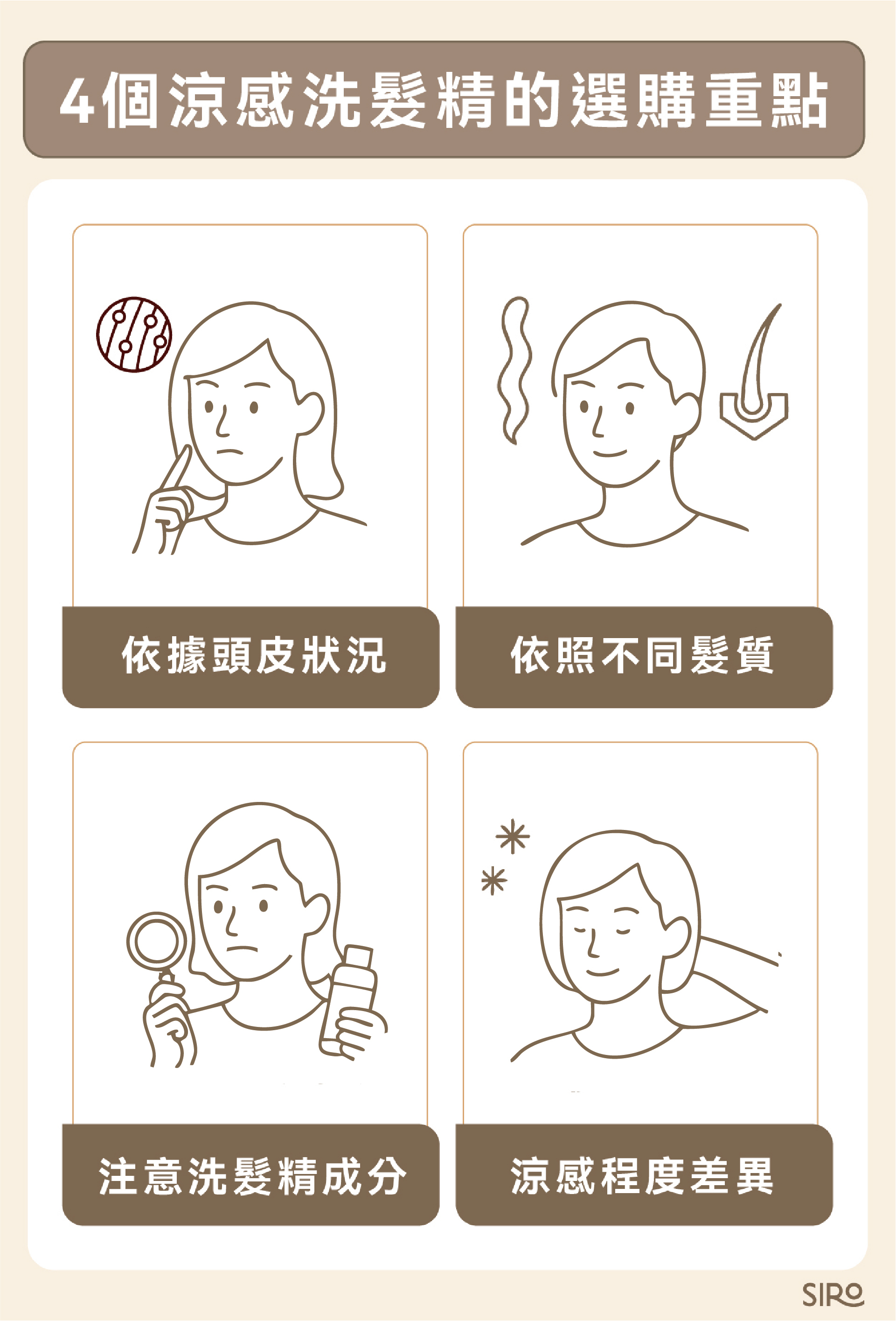 4 個涼感洗髮精選購重點:頭皮狀況、不同髮質、洗髮精成分、涼感程度