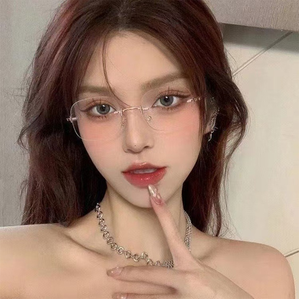 純鈦眼鏡 素顏眼鏡 無框眼鏡 無度數眼鏡 方圓形眼鏡 知性風 穿搭配飾 068