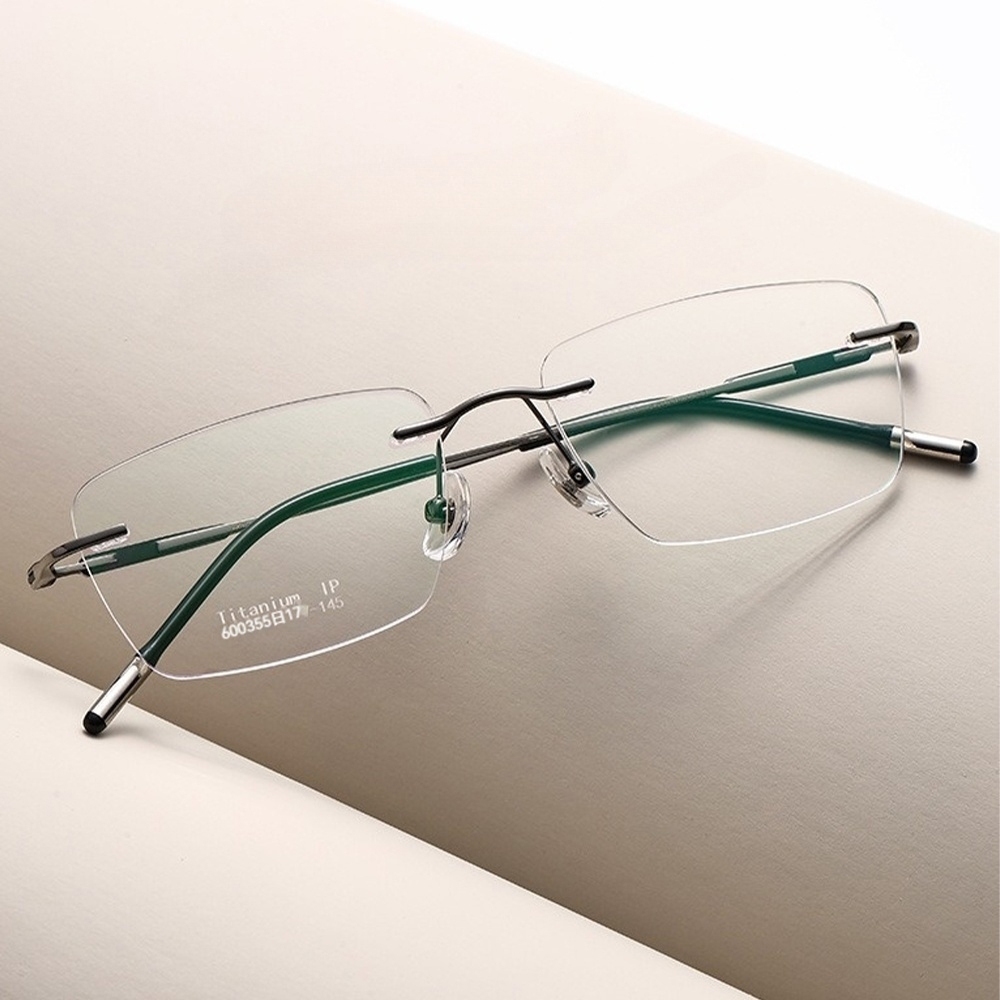 純鈦眼鏡 大框眼鏡 方框眼鏡 眼鏡架 男女適用眼鏡框 無框眼鏡 無度數眼鏡 072