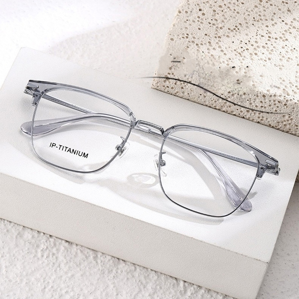 純鈦眼鏡 方框眼鏡 眉框眼鏡 無度數眼鏡 顯臉小眼鏡架 男女適用 073