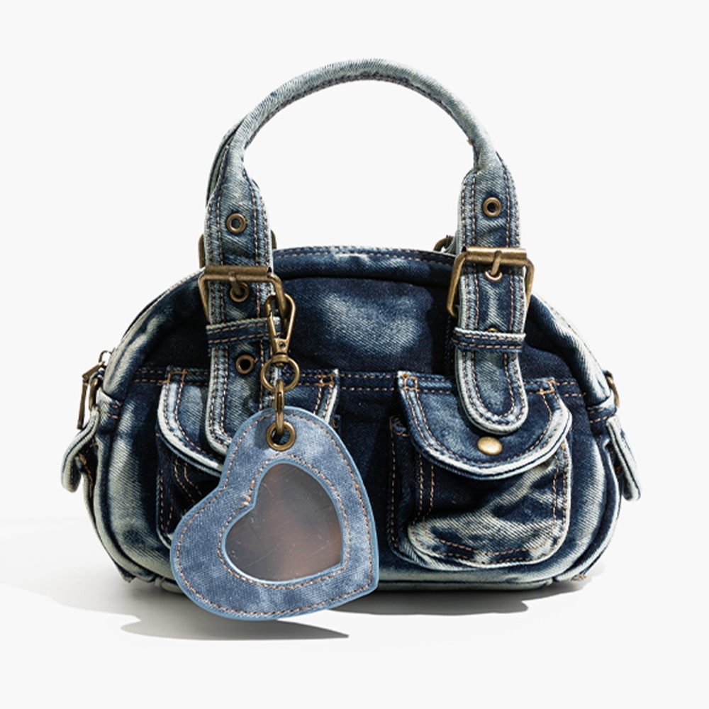 復古單肩包 女生斜背包  牛仔布包 手提包 水餃包 牛仔褲側背包 1056