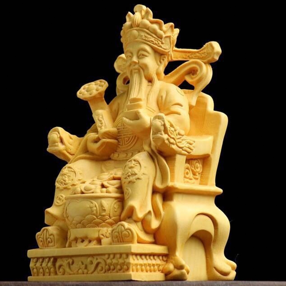 木雕 擺件 財神爺 黃楊木 崖柏木 供奉佛像擺飾 鎮宅聚財 招財 254