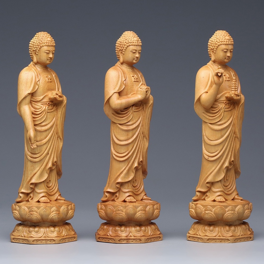 崖柏 雕刻 木雕 佛像擺件 阿彌陀佛 西方三聖 木雕佛像 供奉禮佛 247