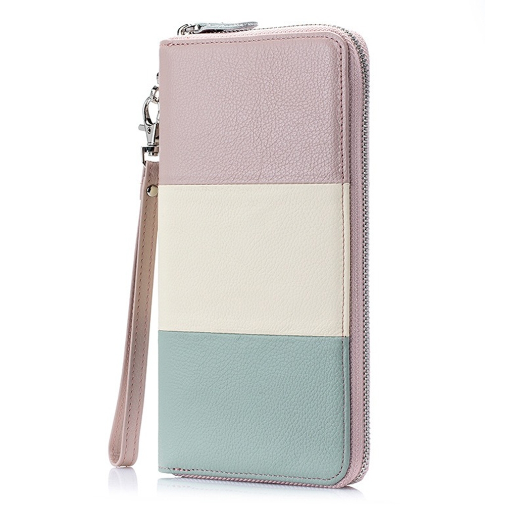 三色拉鍊錢包 長夾 真皮手拿包 長款錢包 女生錢包 多卡位大容量錢夾 200