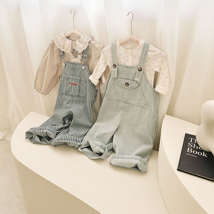 英字寬鬆吊帶褲