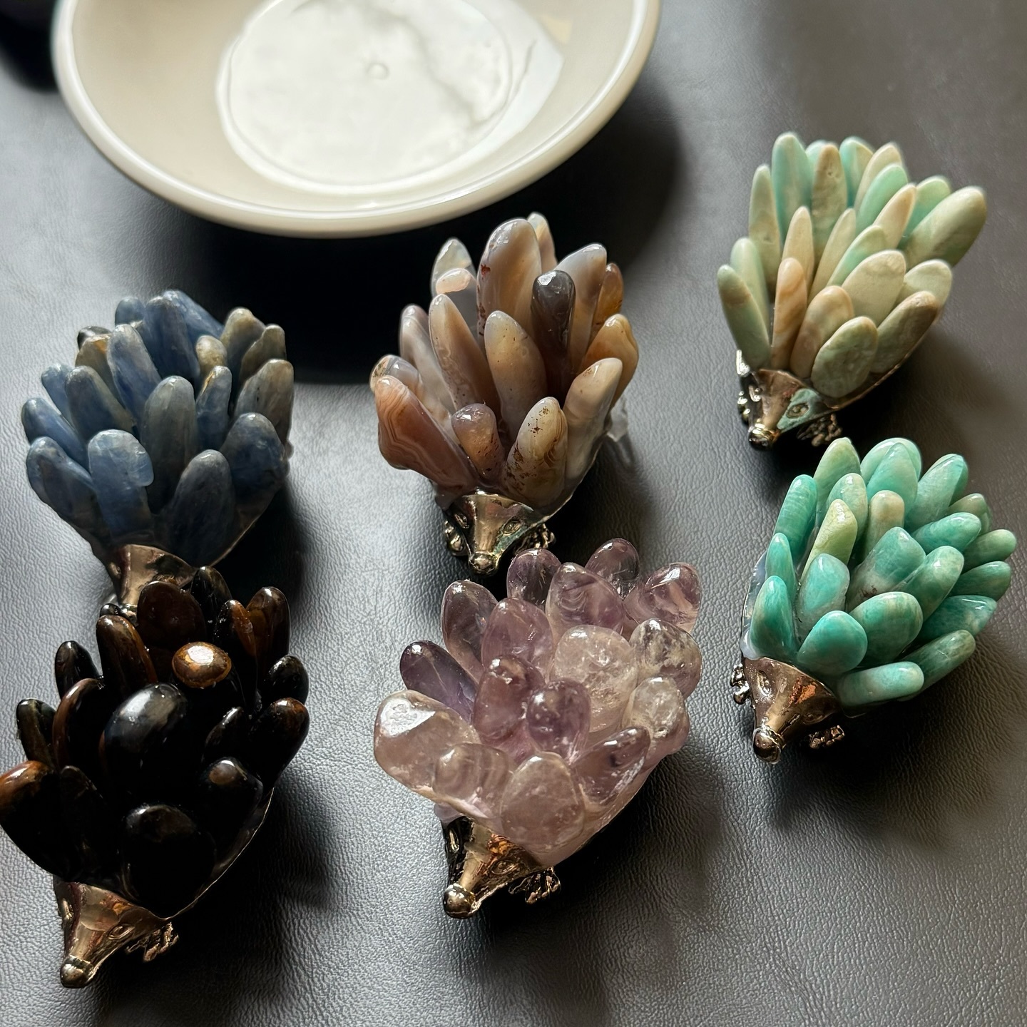 [原石] 水晶刺蝟 藍晶石、波斯瓦那、加勒比方解石、藍虎眼石、紫水晶、天河石