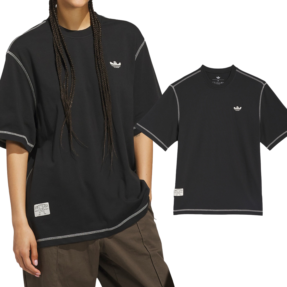 Adidas Shmoo H Tee 男款 黑色 寬鬆 刺繡 Logo T恤 休閒 運動 短袖 JX5449