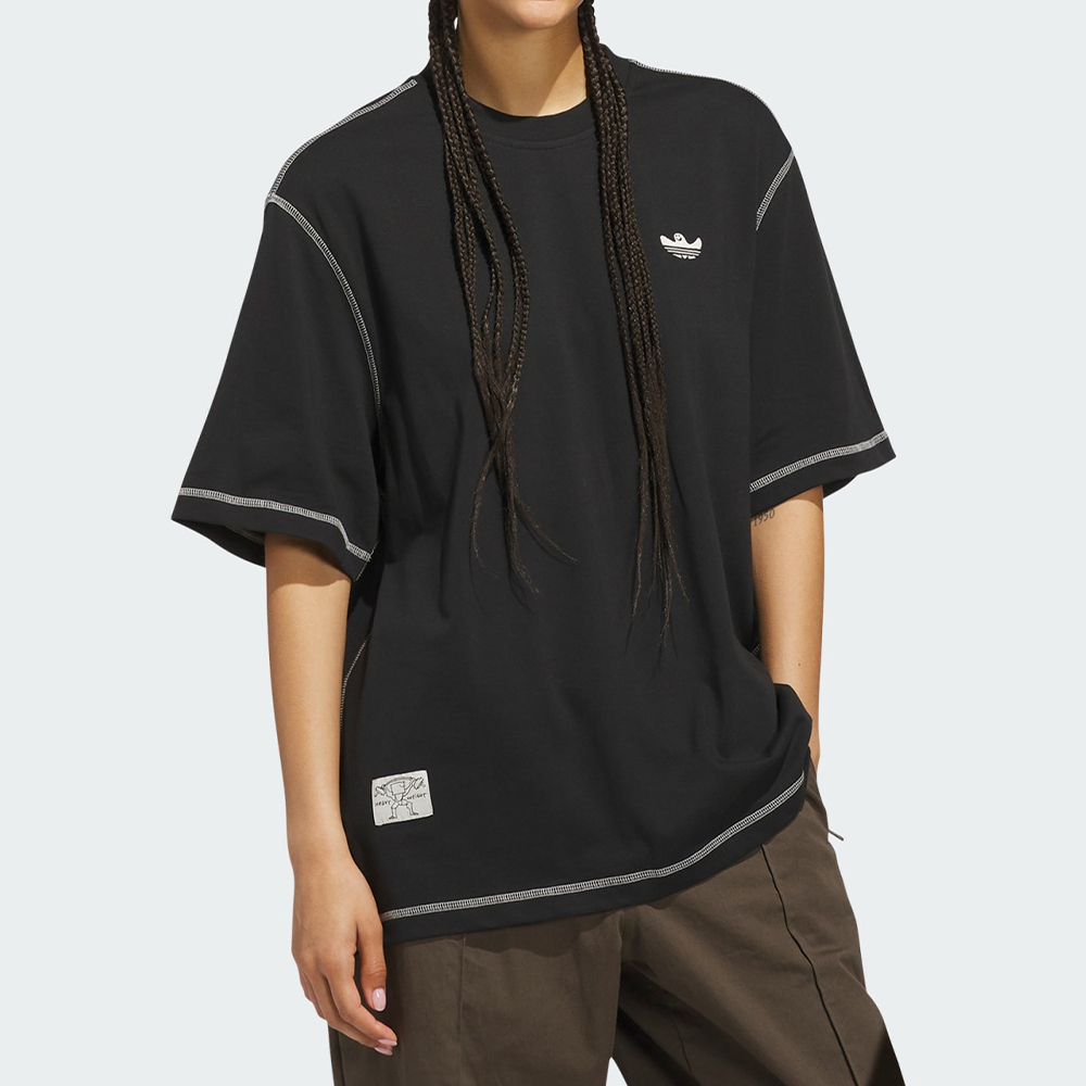 Adidas Shmoo H Tee 男款 黑色 寬鬆 刺繡 Logo T恤 休閒 運動 短袖 JX5449