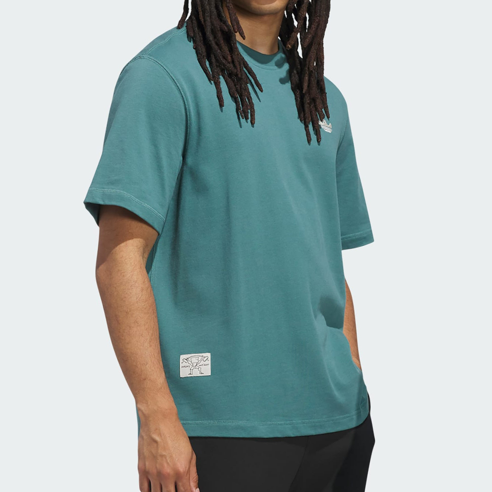 Adidas Shmoo H Tee 男款 藍綠色 寬鬆 刺繡 Logo T恤 休閒 運動 短袖 JX5448