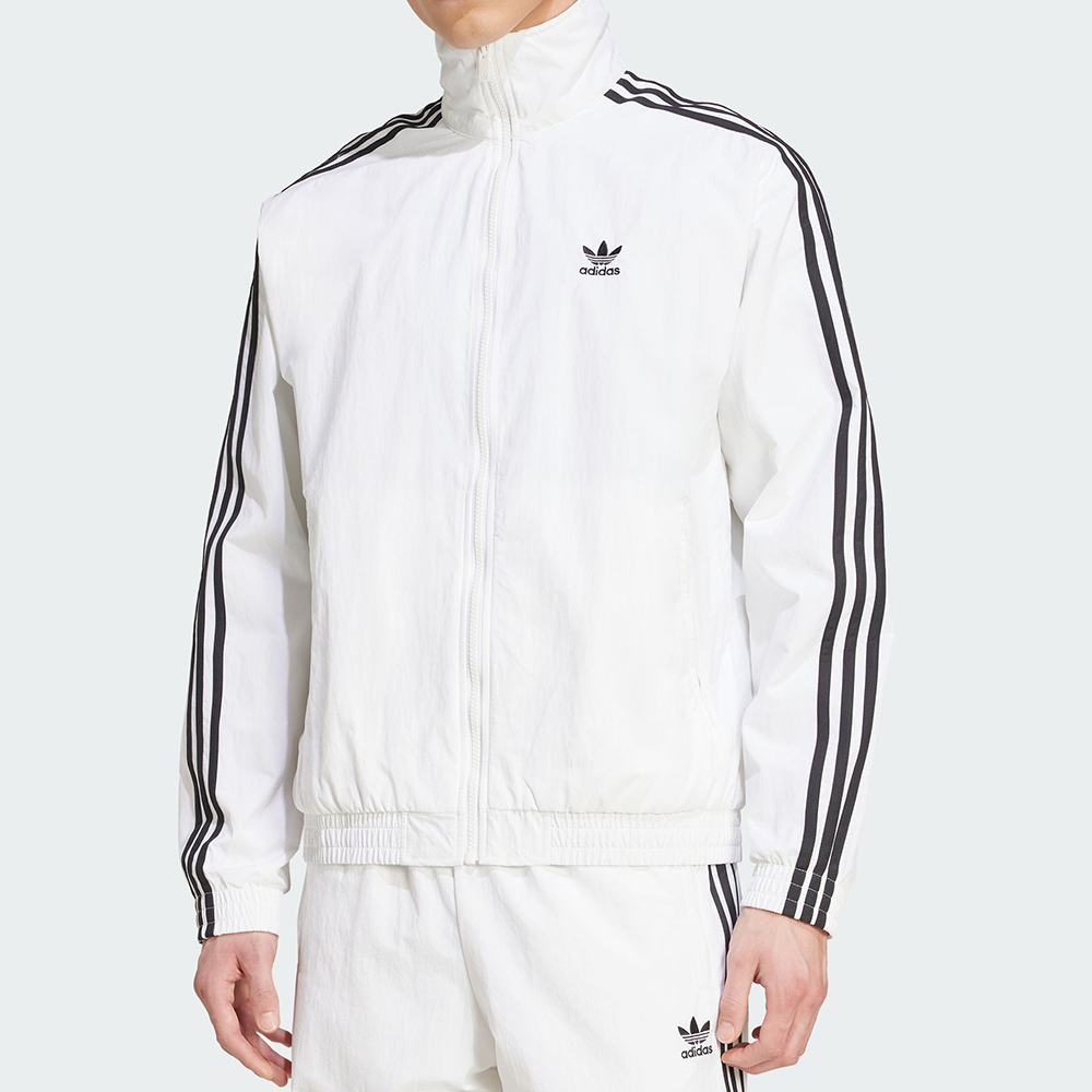 Adidas Firebird Tt 男款 白色 寬鬆 經典 三條紋 立領 夾克 休閒 運動 外套 JY1328
