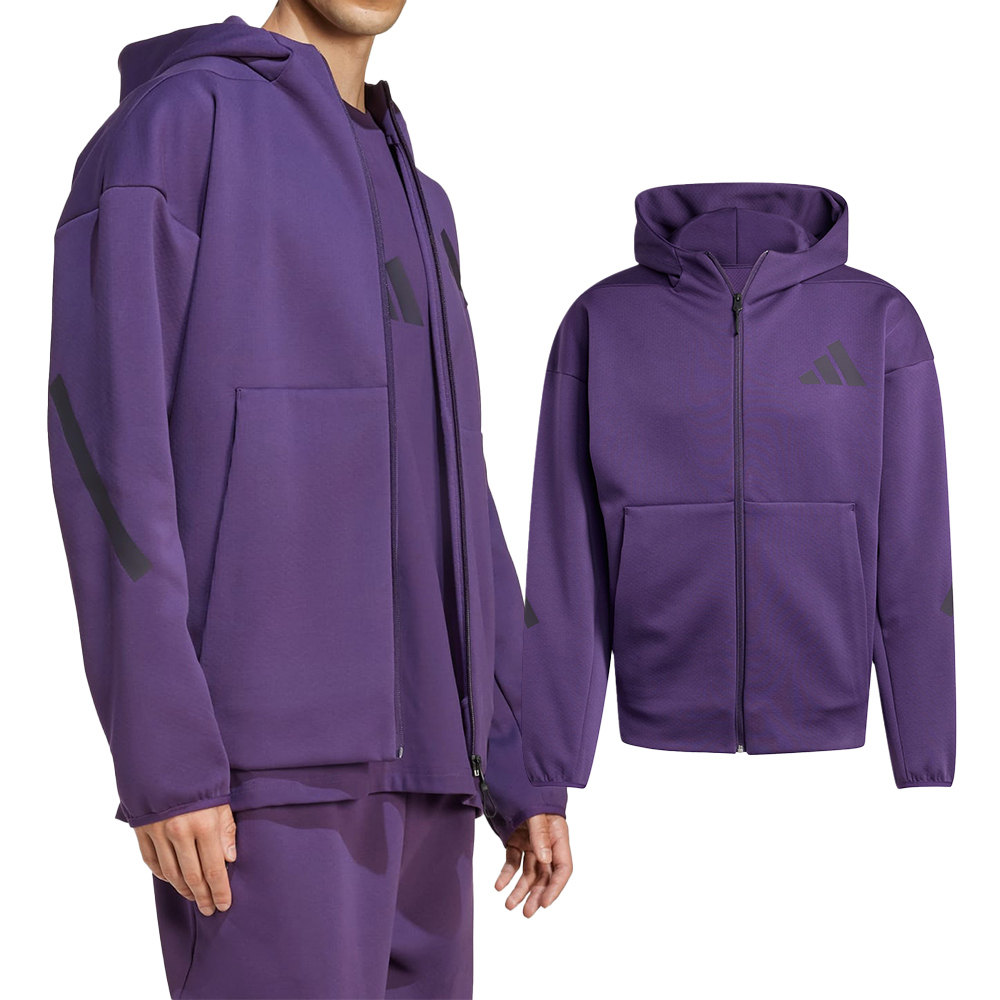 Adidas M Z.N.E. FZ 男款 紫色 亞規 舒適 訓練 運動 休閒 連帽 外套 KB7124