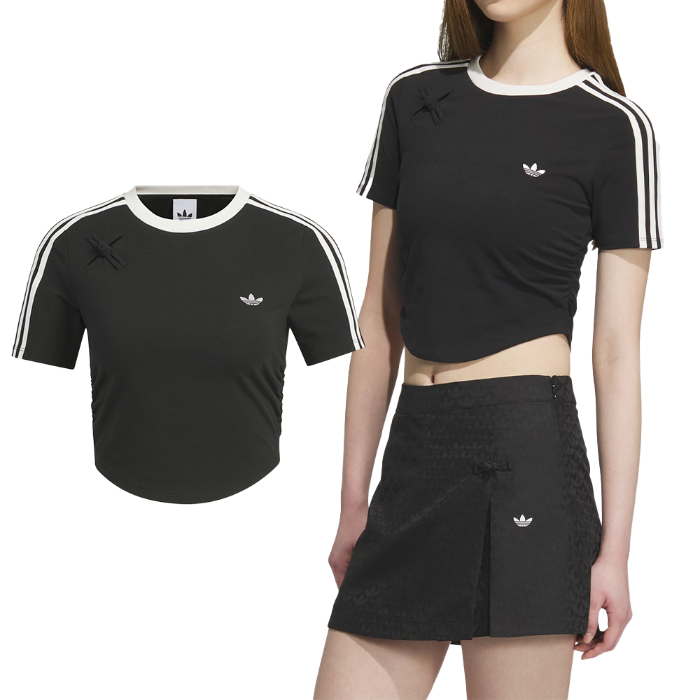 Adidas NEW CN TEE SS 女款 黑色 亞規 中國風 修身 短版 圓領 運動 休閒 短袖 KC5851