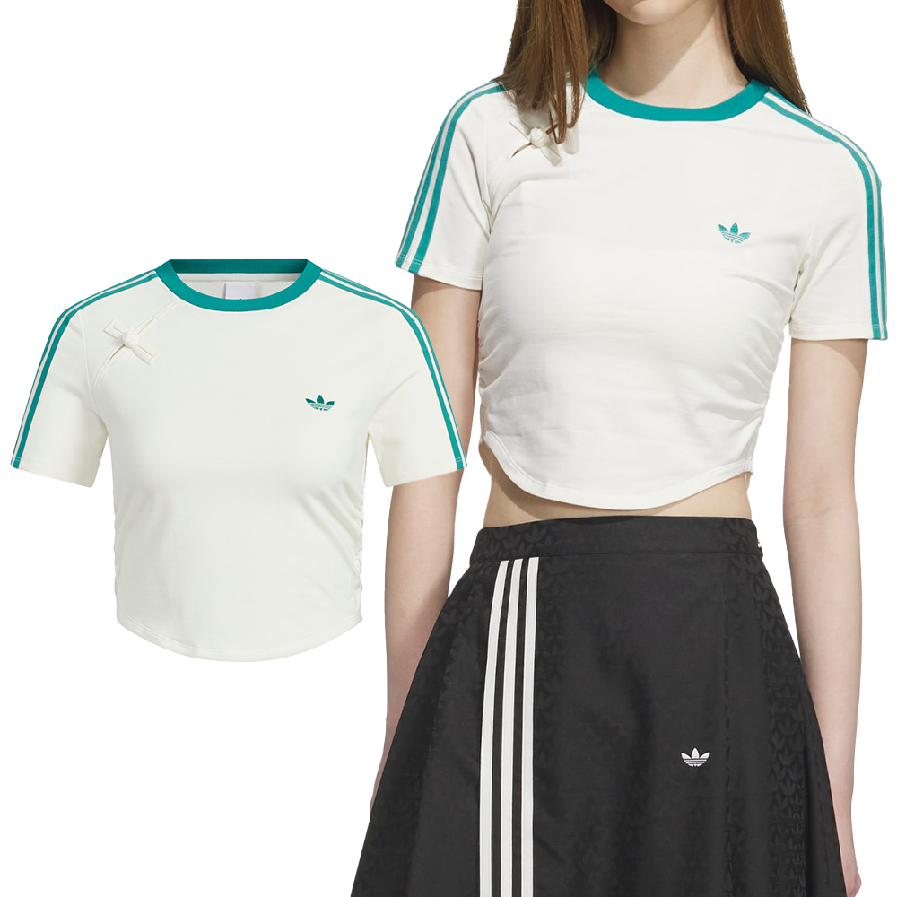 Adidas NEW CN TEE SS 女款 白色 亞規 中國風 修身 短版 圓領 運動 休閒 短袖 KC5852
