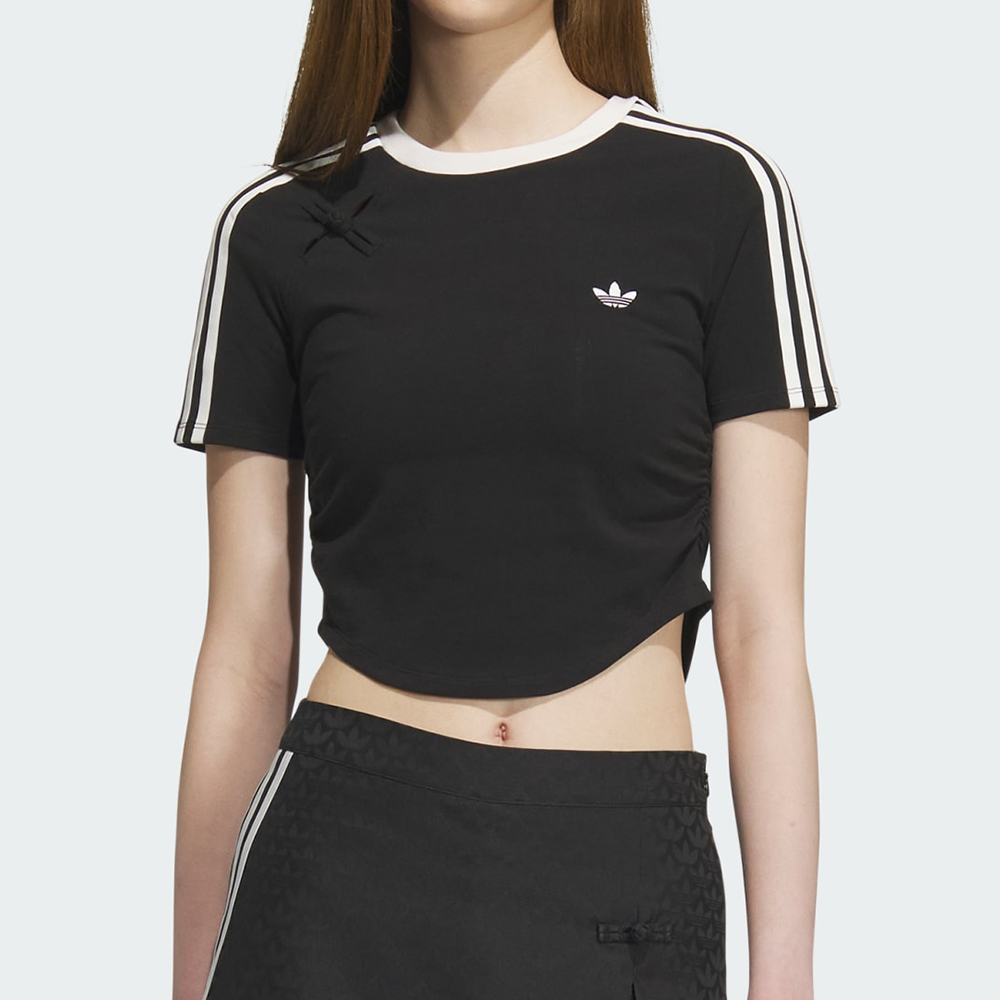 Adidas NEW CN TEE SS 女款 黑色 亞規 中國風 修身 短版 圓領 運動 休閒 短袖 KC5851