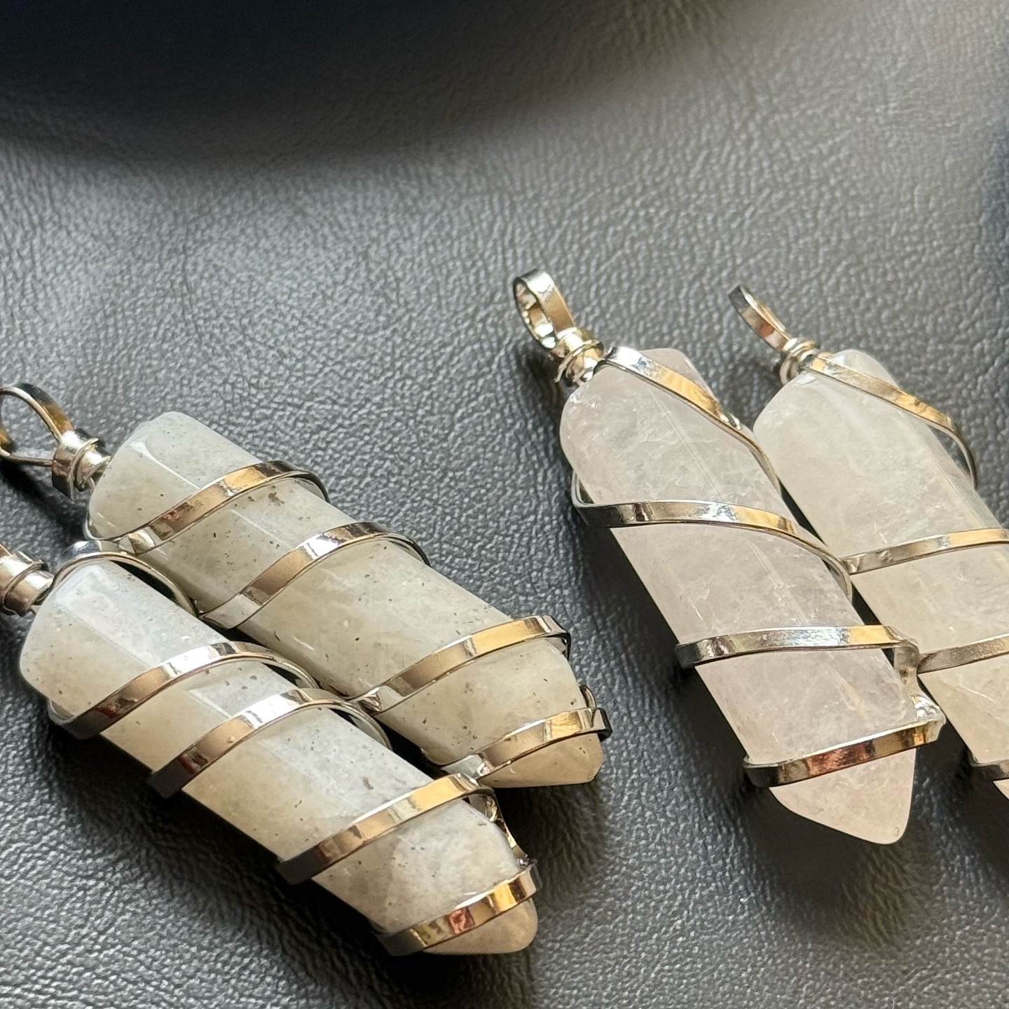 [原石] 水晶靈擺吊墜（也可當項鏈）拉長石、白水晶、東菱玉、虎眼石