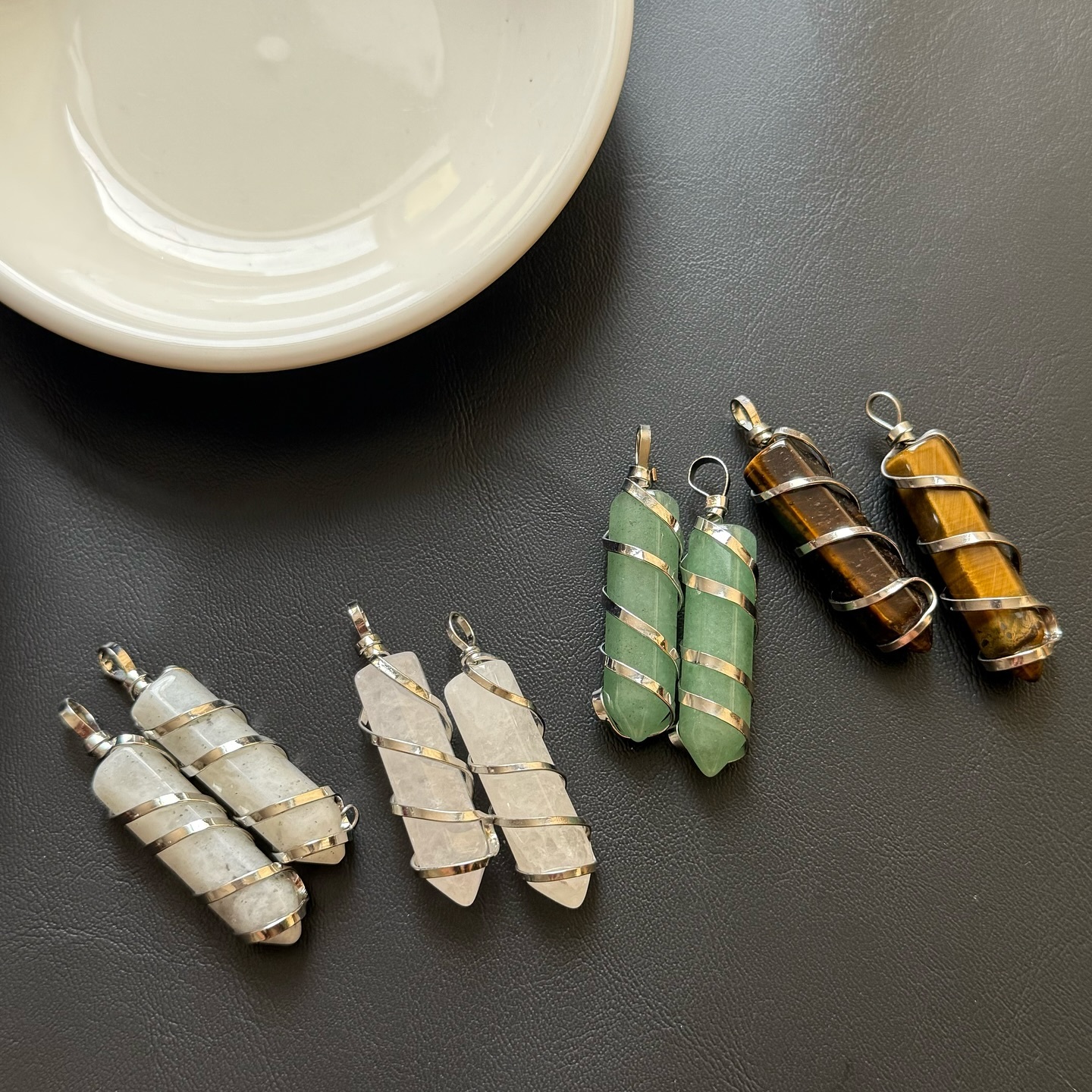 [原石] 水晶靈擺吊墜（也可當項鏈）拉長石、白水晶、東菱玉、虎眼石