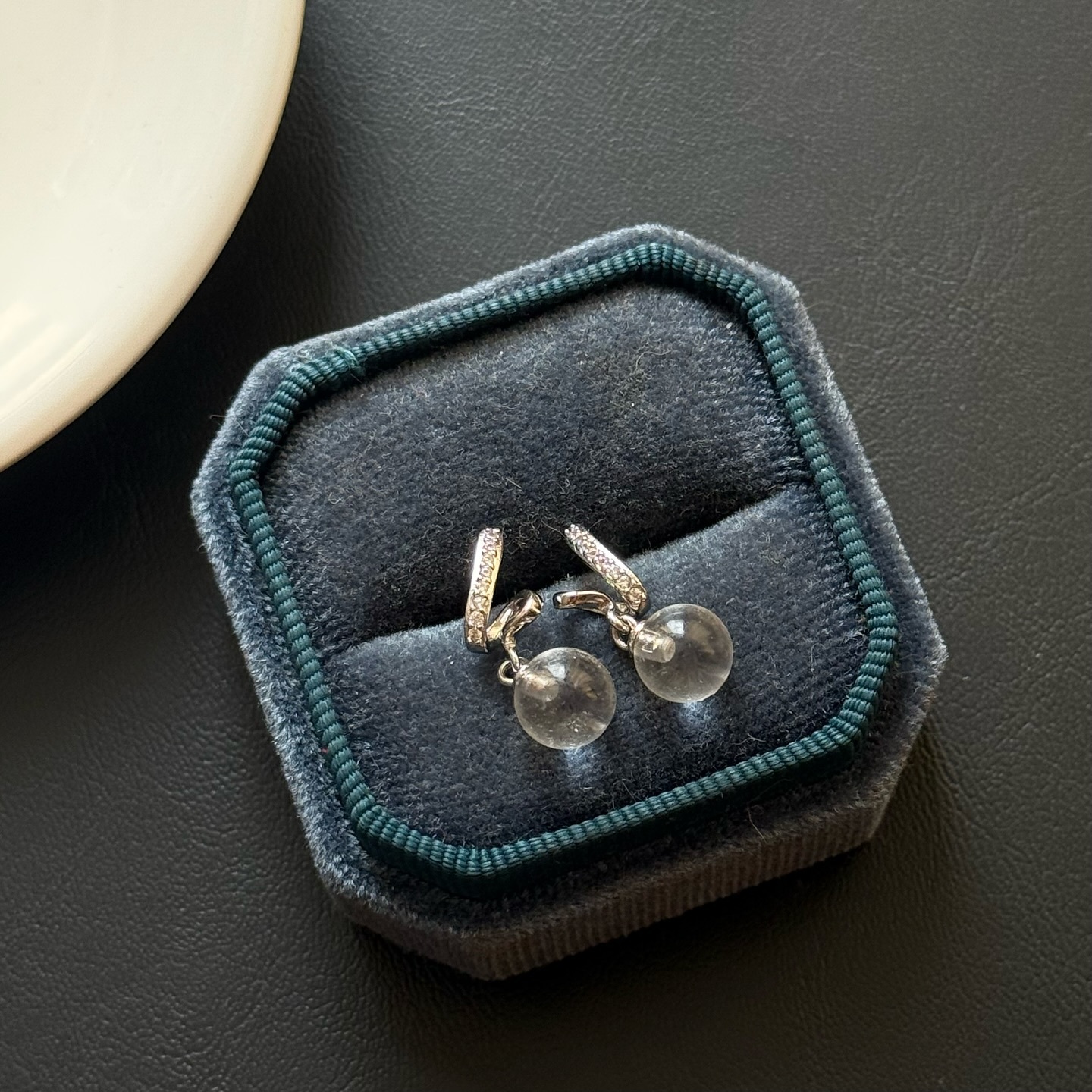 [原石] 白水晶 925銀耳環 水晶耳環