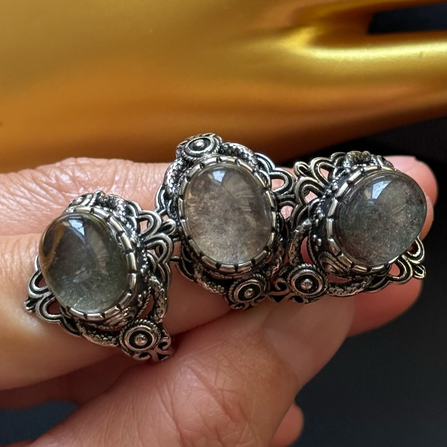 [原石] 綠幽靈水晶 戒指