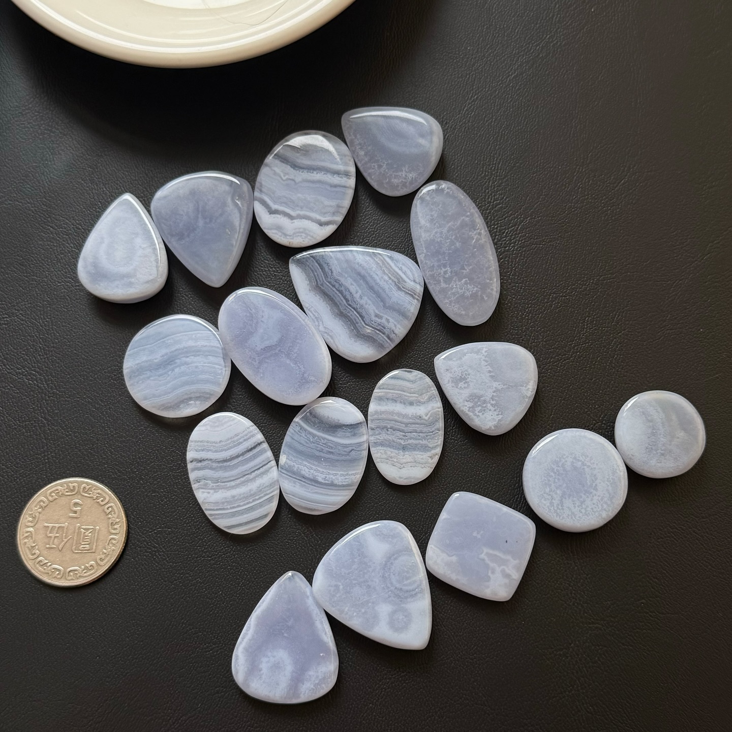 [原石] 藍紋瑪瑙 水晶蛋面 水晶墜面