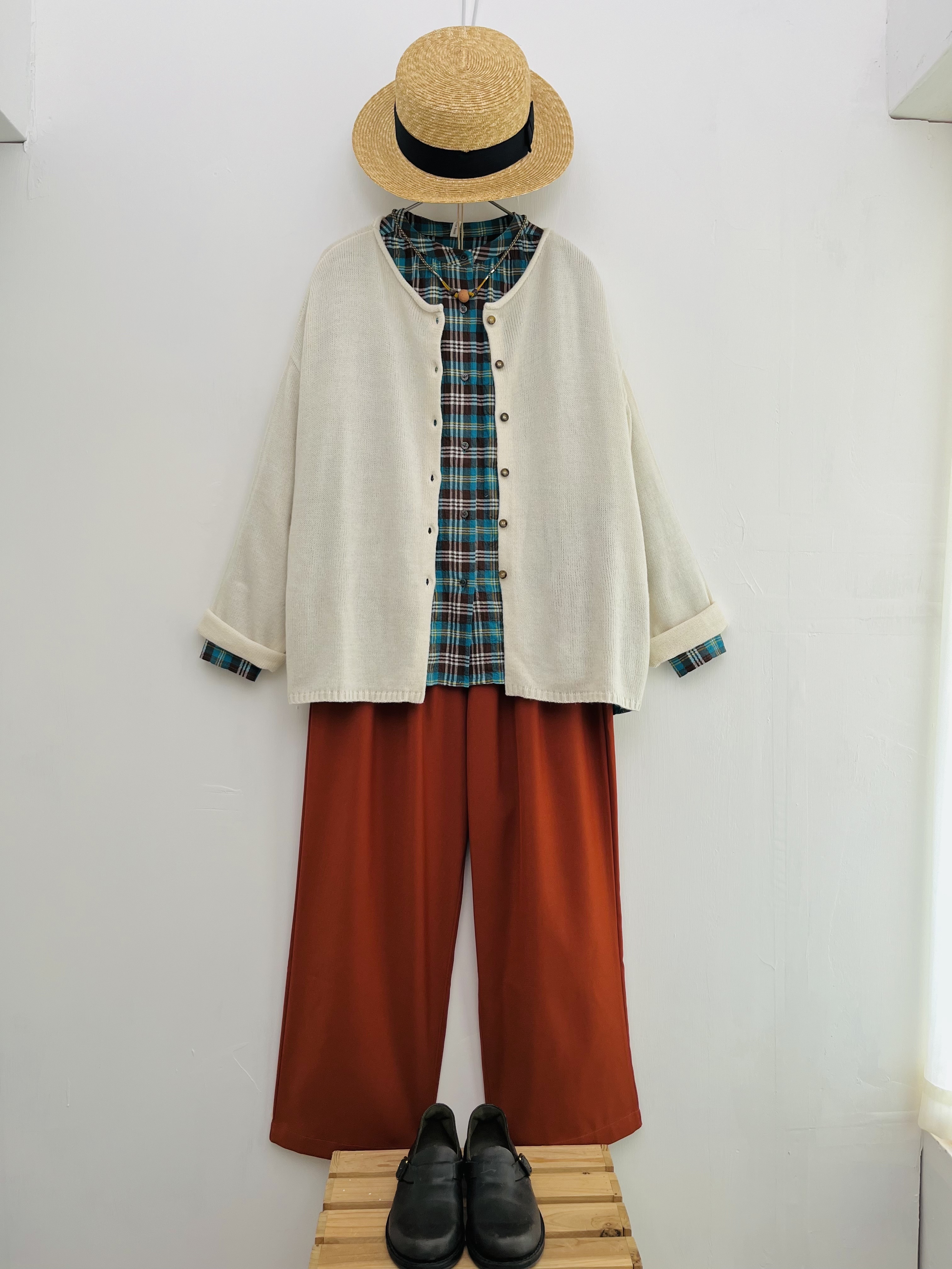 米白色針織top & 外套