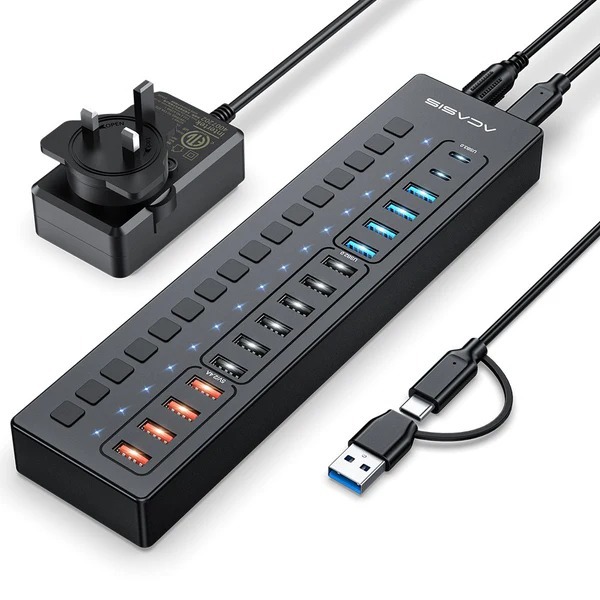 Acasis DS-516PB 16 Port Usb-C 5Gbps Smart Charging Hub Splitter Powered Switch