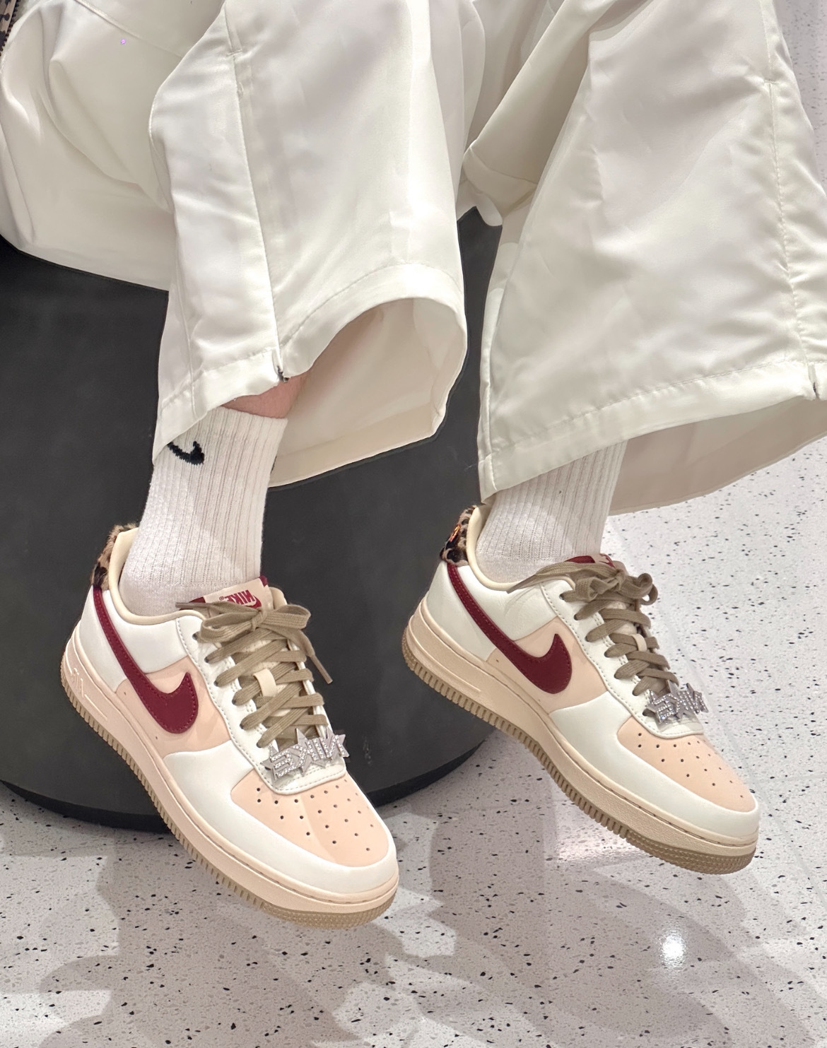 女鞋 NIKE W AIR FORCE 1 '07 米酒紅 豹紋 星星 刺繡 復古 皮革 AF1 休閒鞋【IM7510-262】