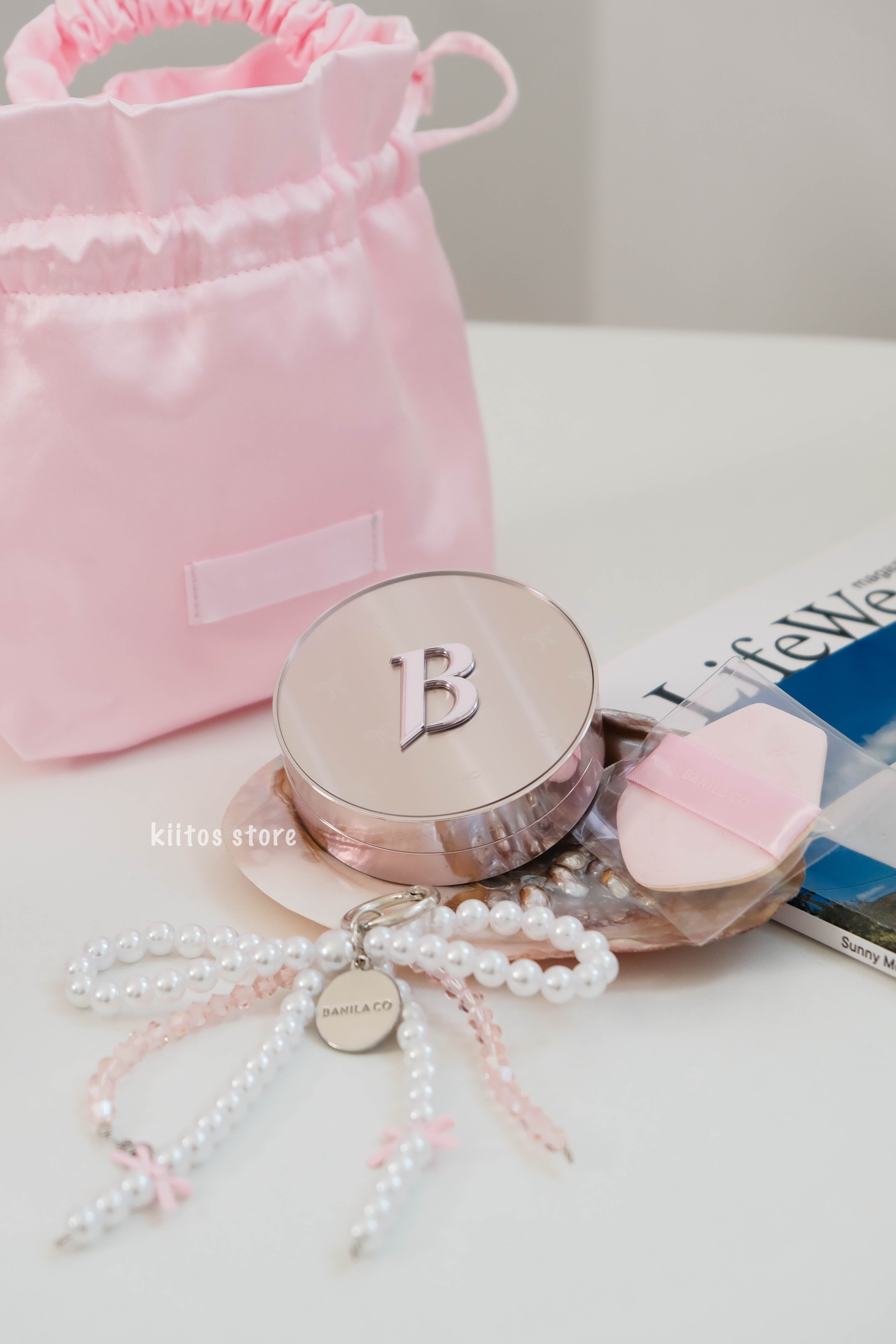 【現貨】韓國代購 Banila co.芭蕾風 粉紅 緞帶 蝴蝶結 氣墊 粉餅 超值組