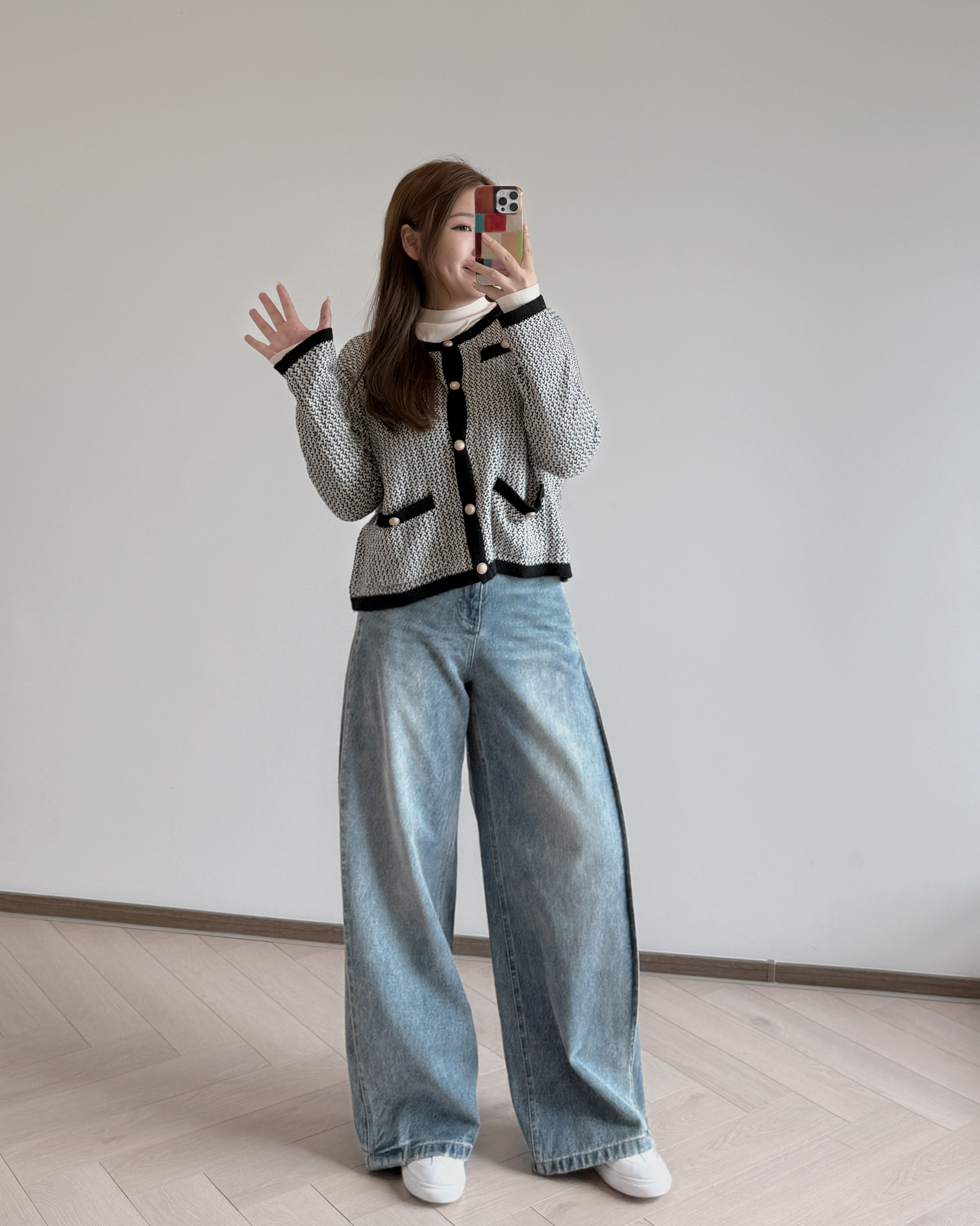 現貨 7092 黑白針織外套