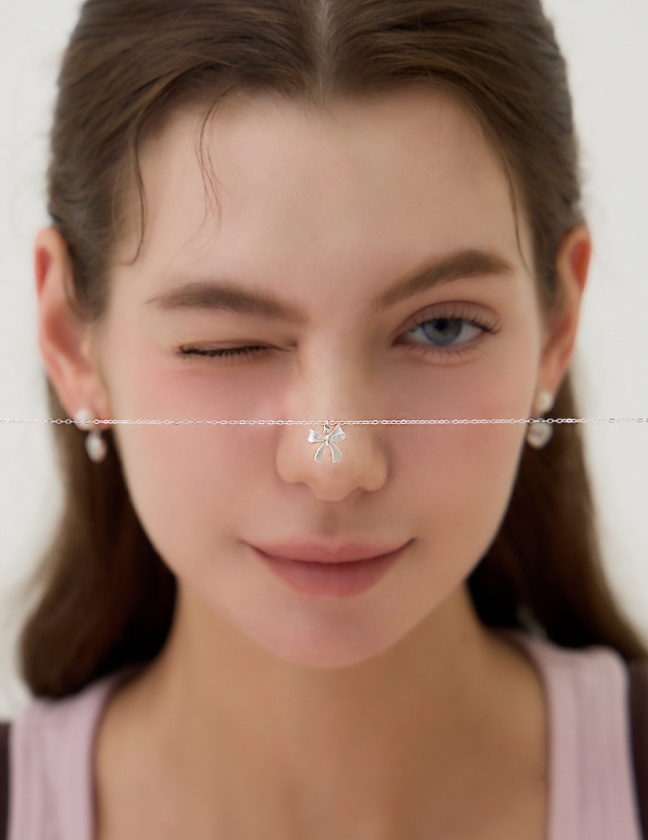 【925純銀】甜美霧銀蝴蝶結項鍊