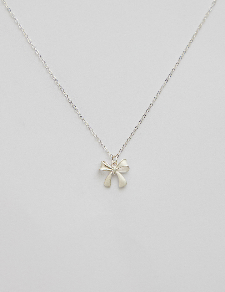 【925純銀】甜美霧銀蝴蝶結項鍊