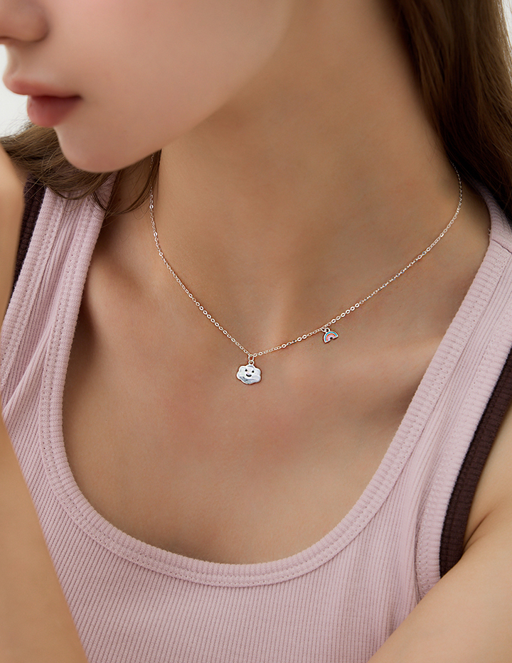 【925純銀】彩虹雲朵項鍊