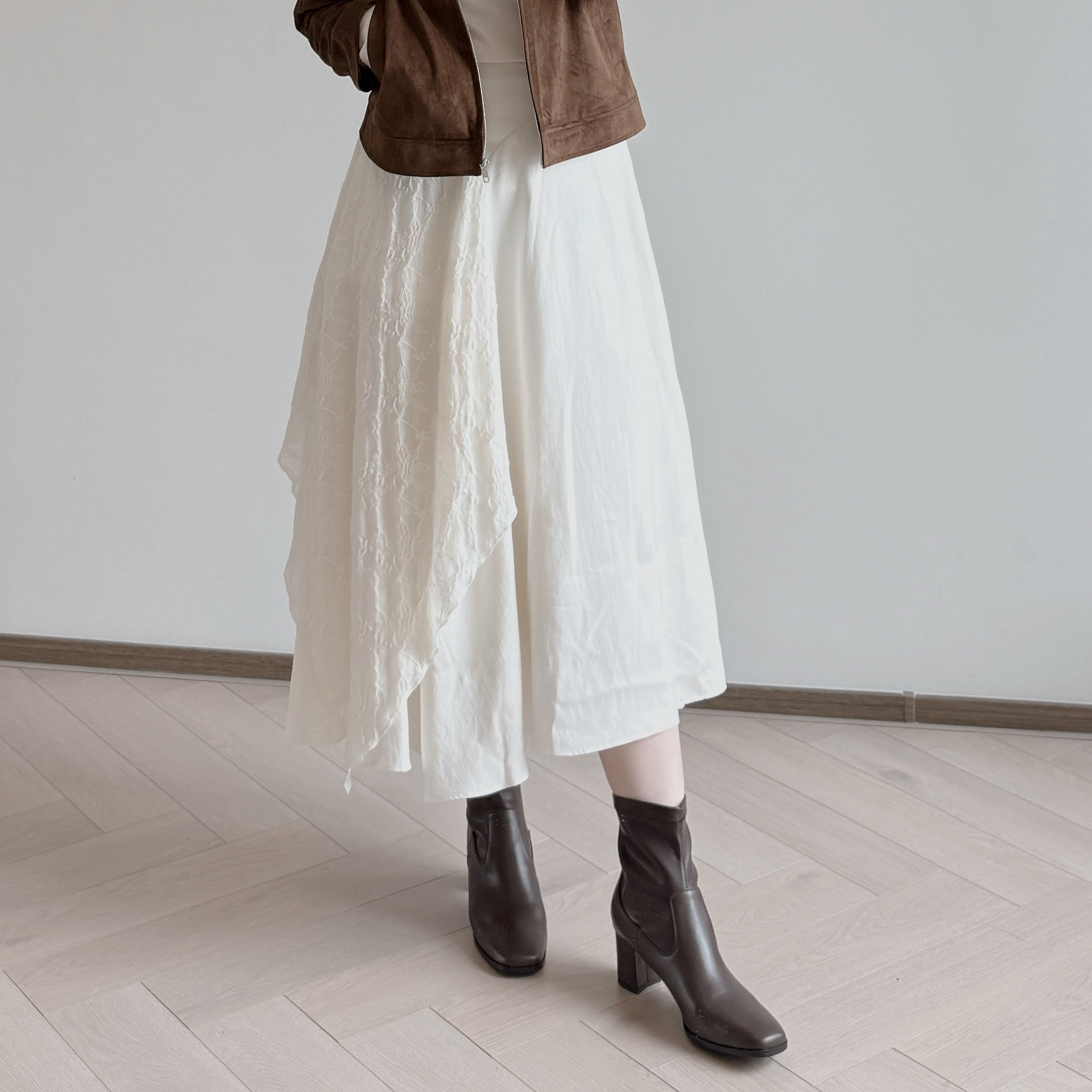 現貨 7272 高腰設計感拼接半裙