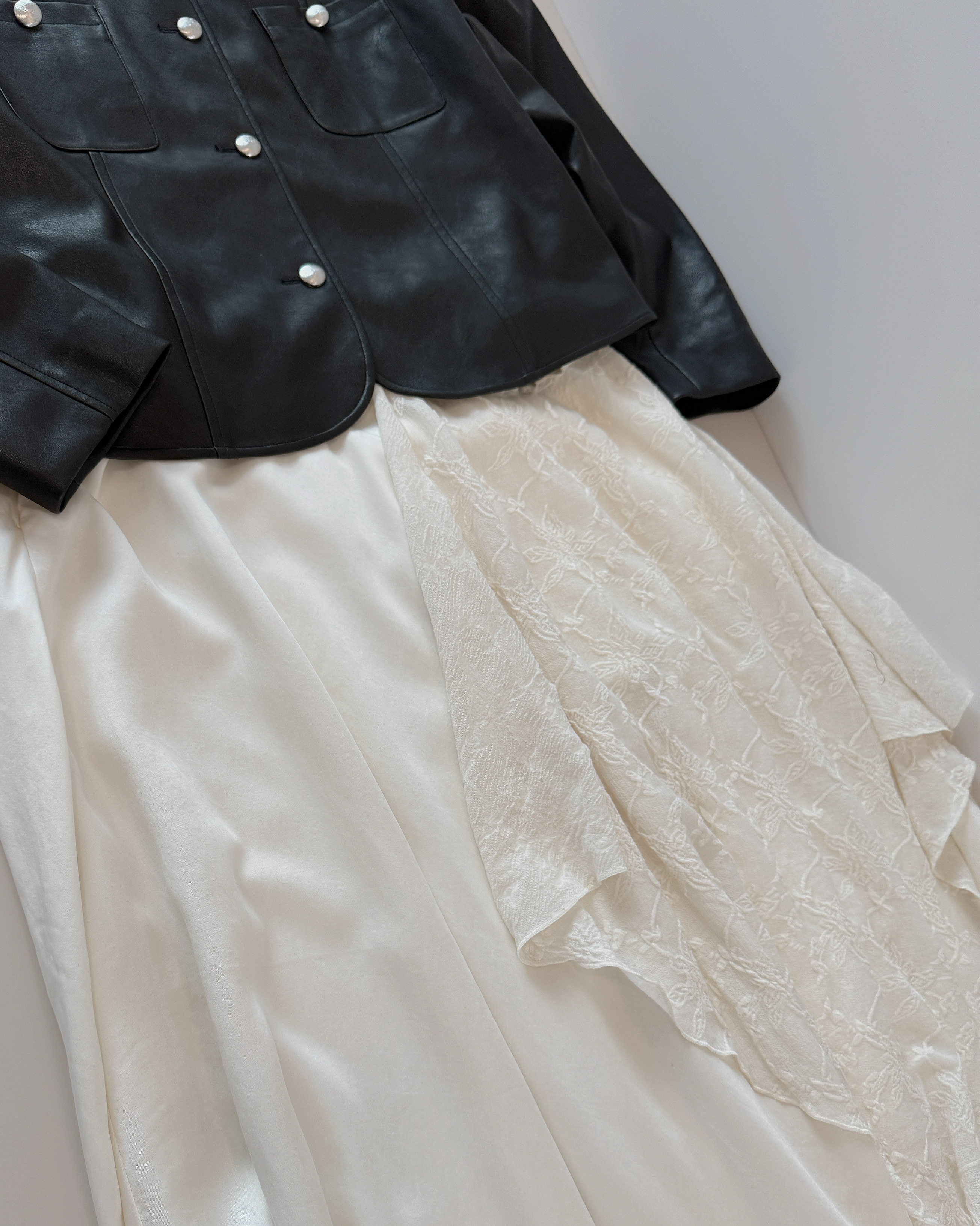 現貨 7272 高腰設計感拼接半裙