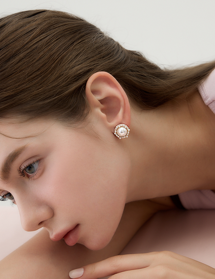 輕奢巴洛克珍珠。夾式耳環