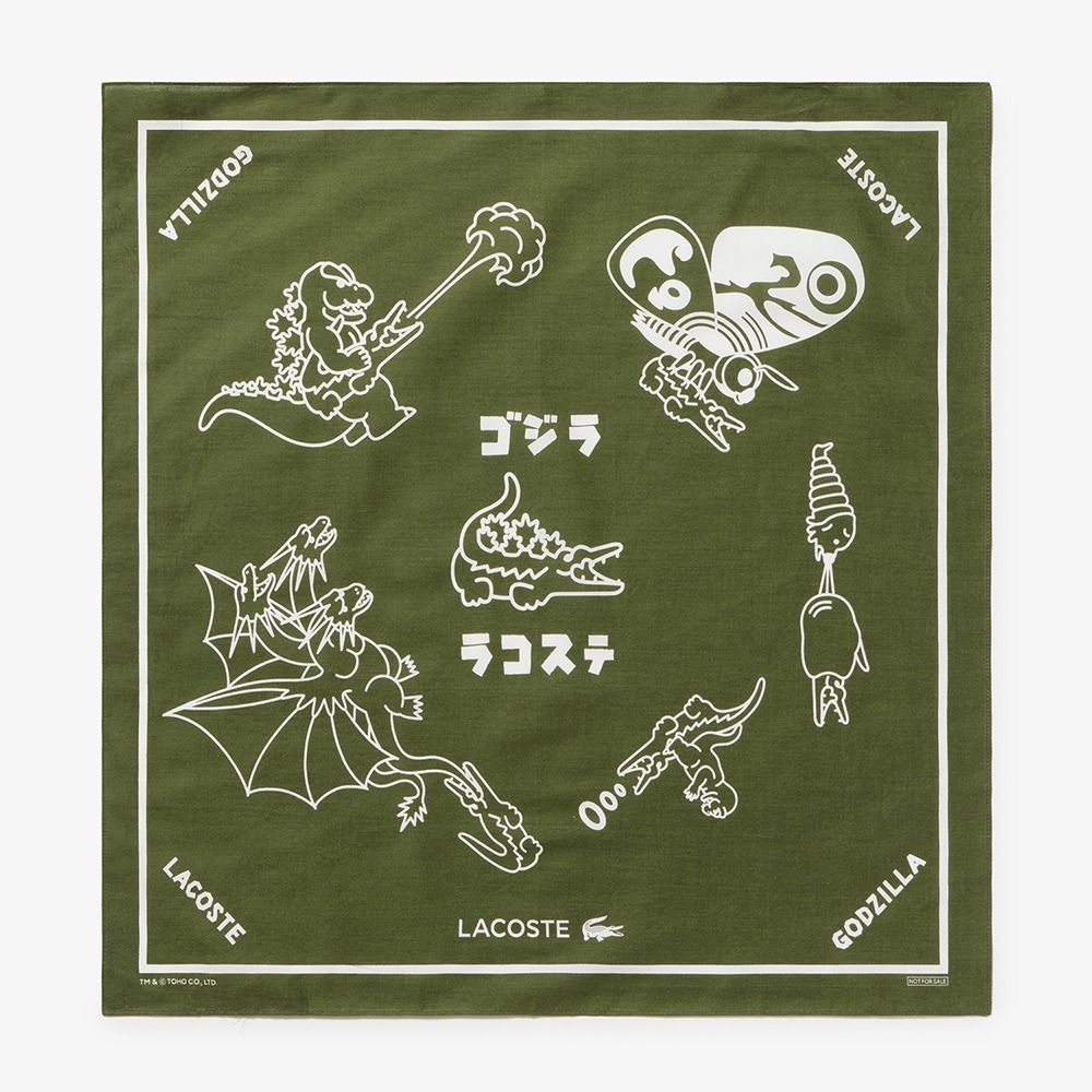 2025AW 日版 Lacoste x Godzilla 聯名 哥吉拉 玩鱷魚 鱷魚 方巾 領巾 現貨