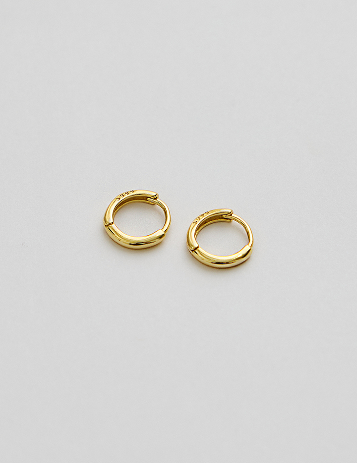 【925純銀】經典圓圈。針式耳環-10mm(金)
