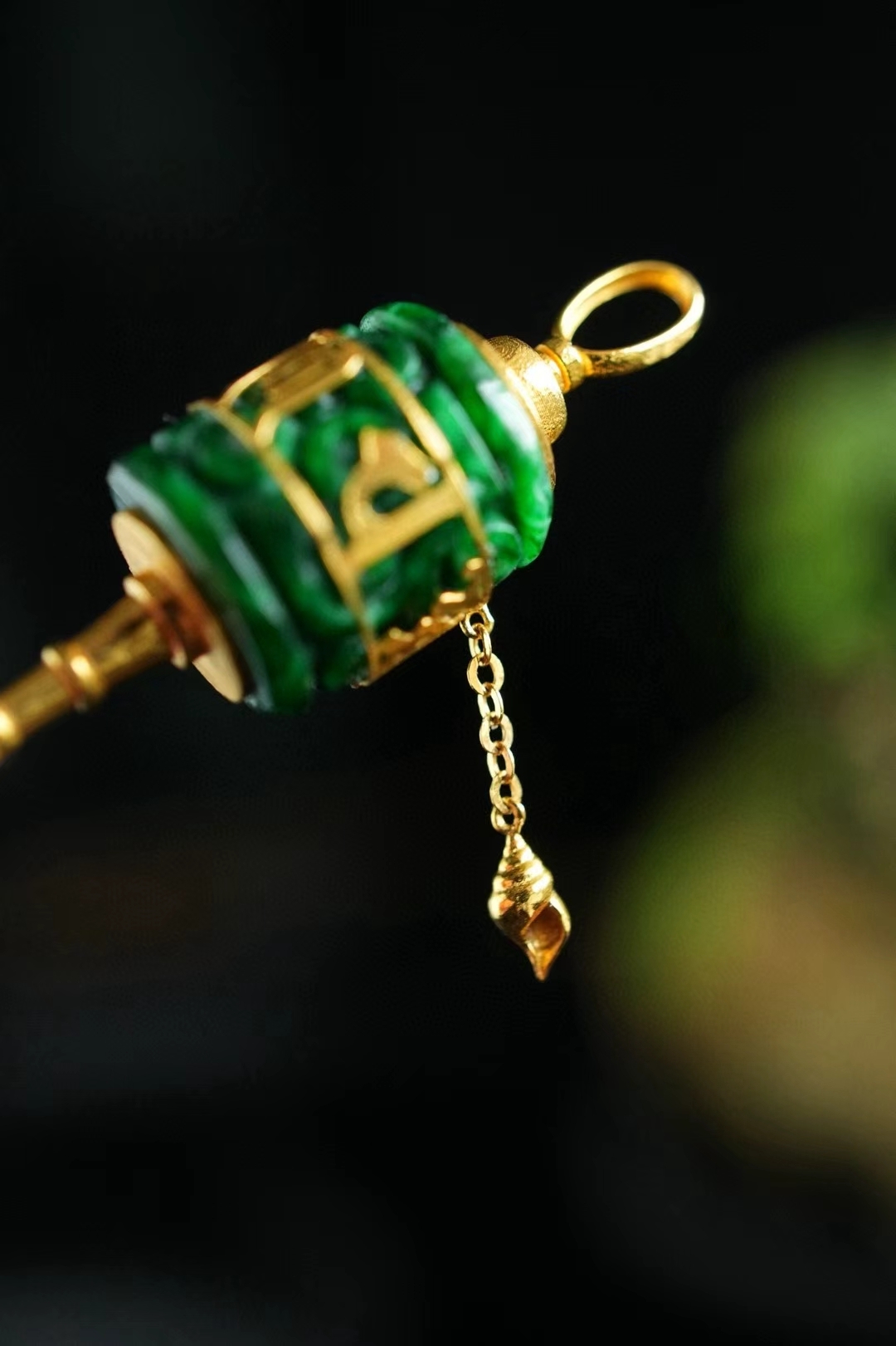 920858 翡翠“轉經筒”桶珠吊墜