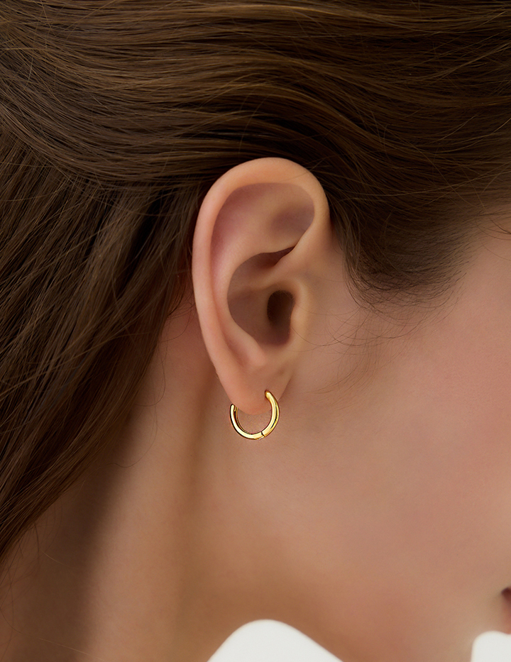 【925純銀】經典圓圈。針式耳環-12mm(金)