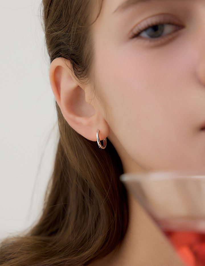 【925純銀】經典圓圈。針式耳環-12mm(銀)