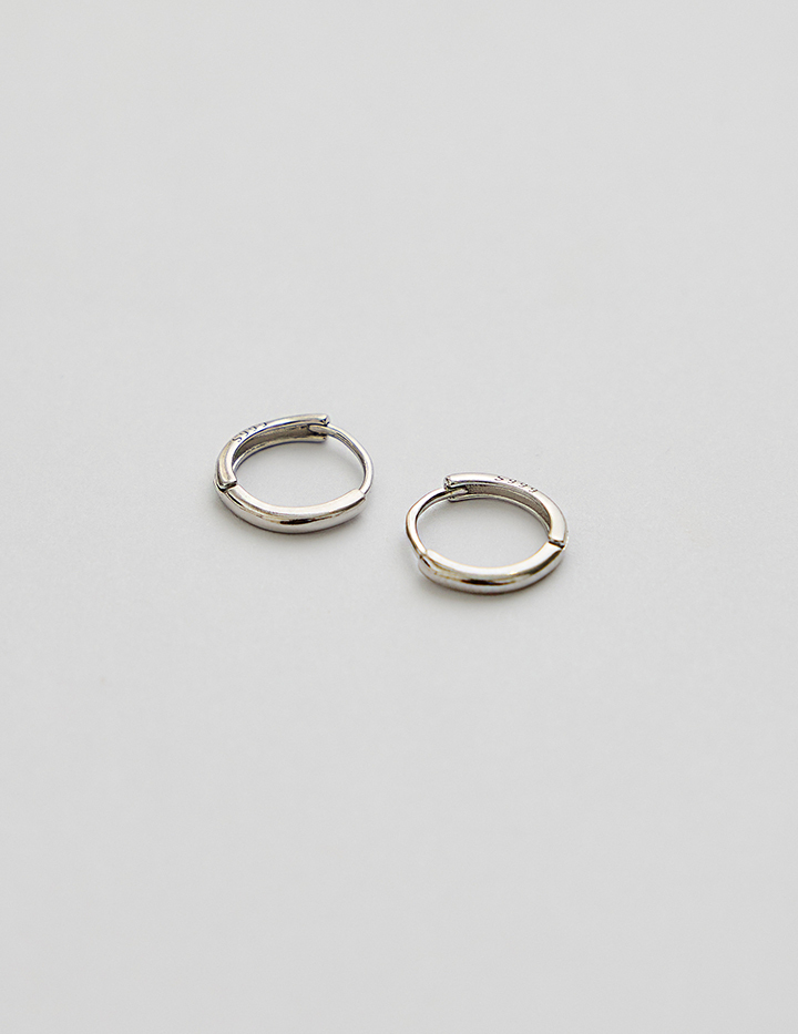 【925純銀】經典圓圈。針式耳環-12mm(銀)