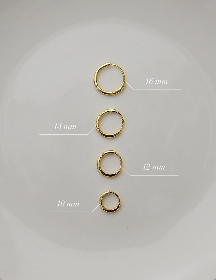 【925純銀】經典圓圈。針式耳環-14mm(金)