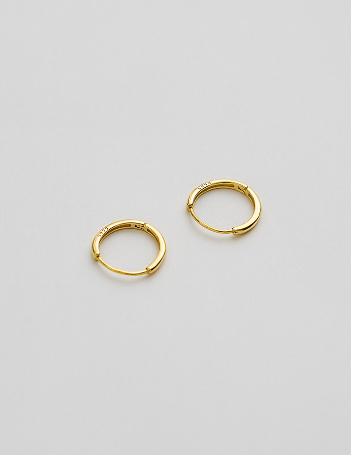 【925純銀】經典圓圈。針式耳環-16mm(金)