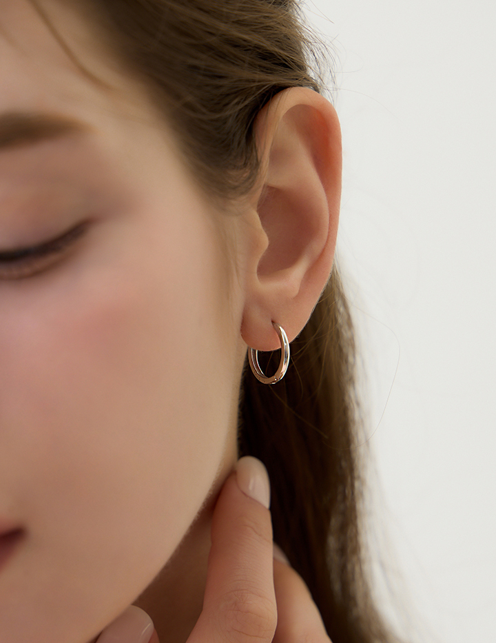 【925純銀】經典圓圈。針式耳環-16mm(銀)