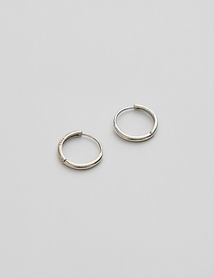 【925純銀】經典圓圈。針式耳環-16mm(銀)