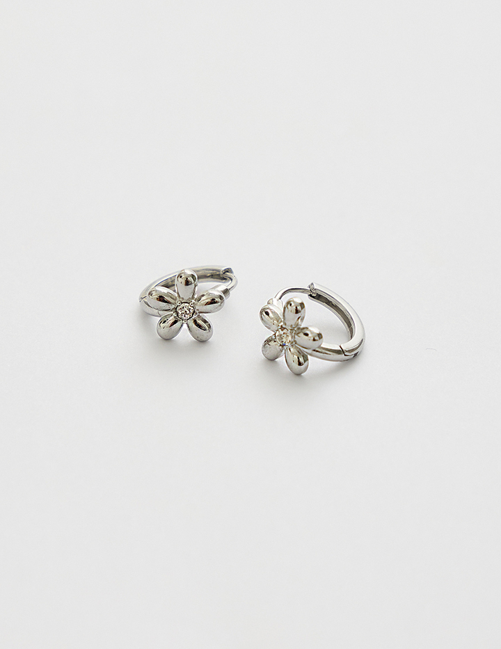 【鈦鋼】簡約小花。針式耳環