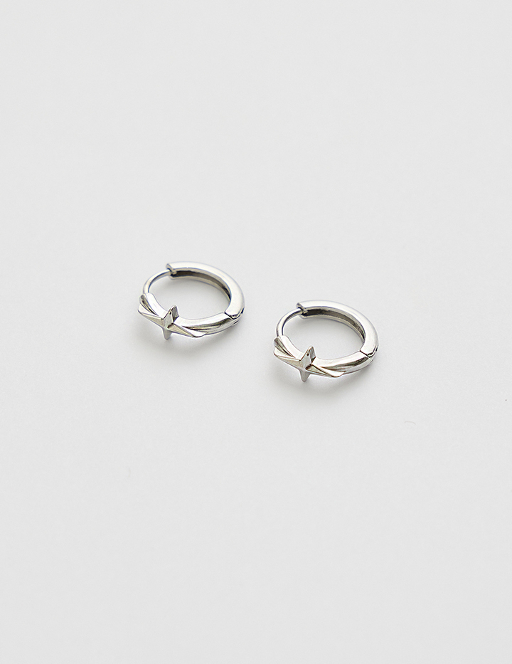 【鈦鋼】十字星芒。針式耳環