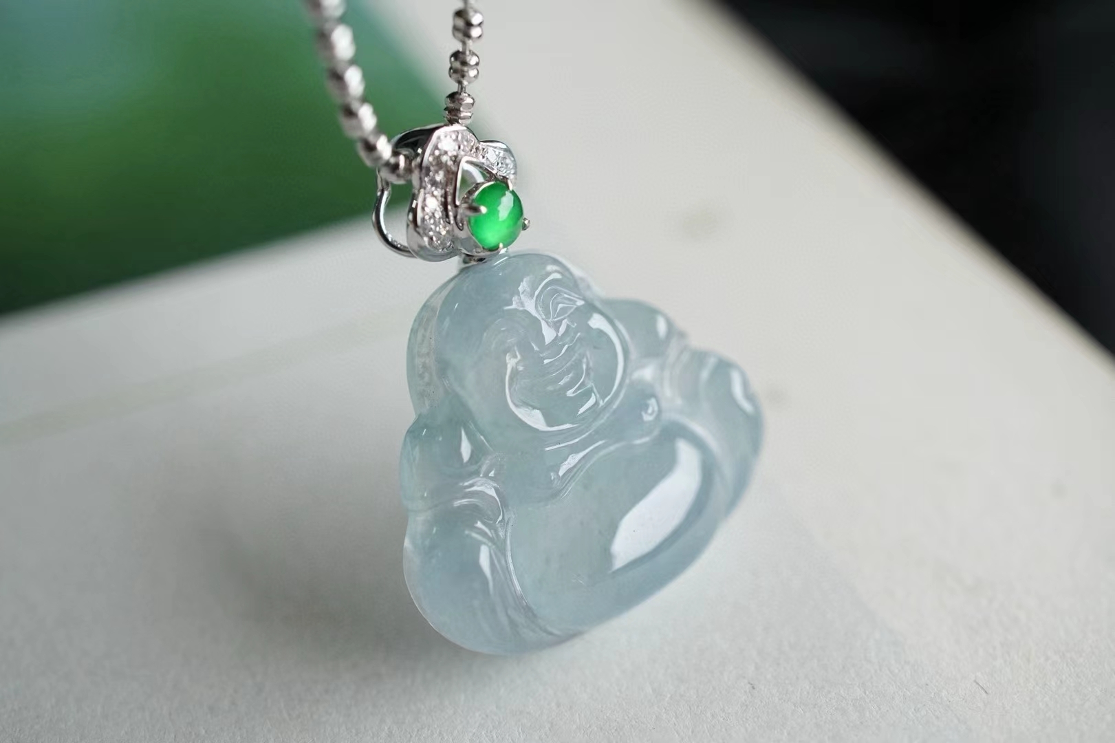 翡翠冰藍水佛公吊墜,天然翡翠A玉, 緬甸玉, Jade, Jadeite