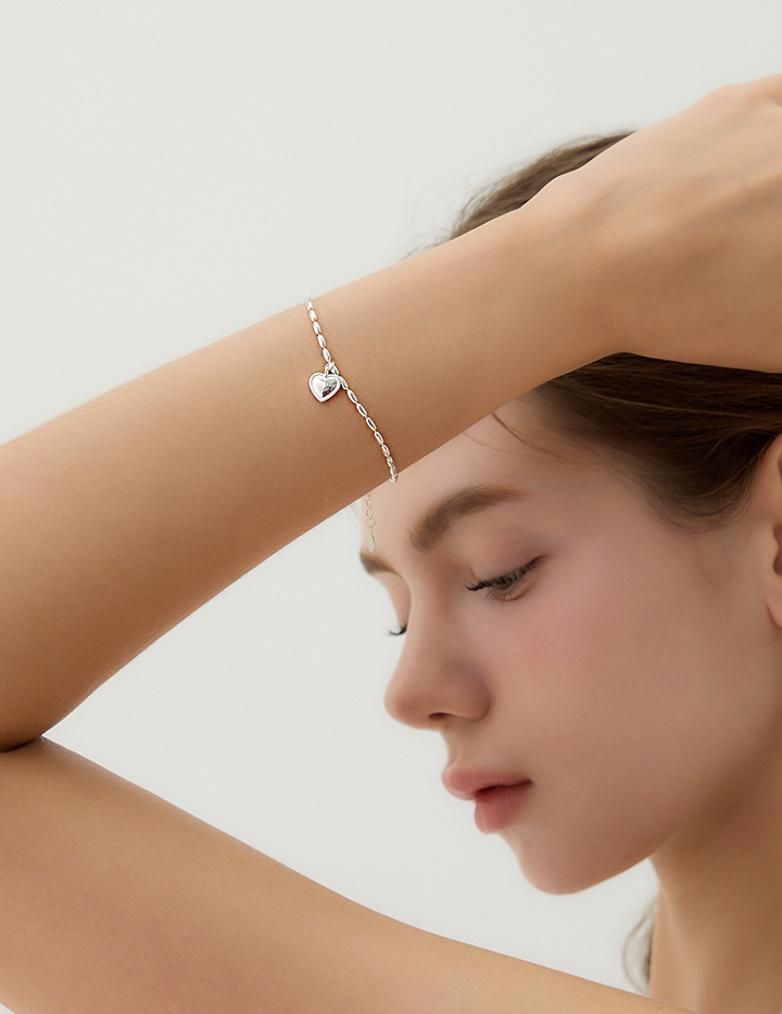 【925純銀】橄欖串珠愛心手鍊