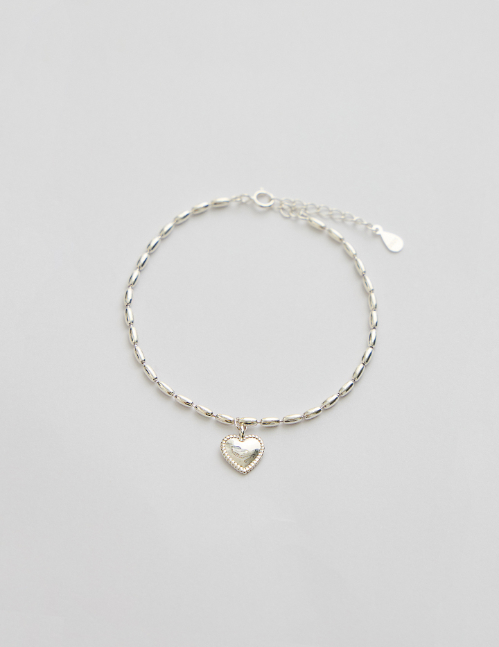 【925純銀】橄欖串珠愛心手鍊